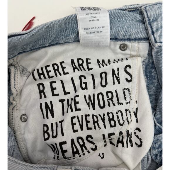 True Religion Dean No Flap Jeans Mens 29 Distressed Light Wash Slim Fit - Picture 4 of 9